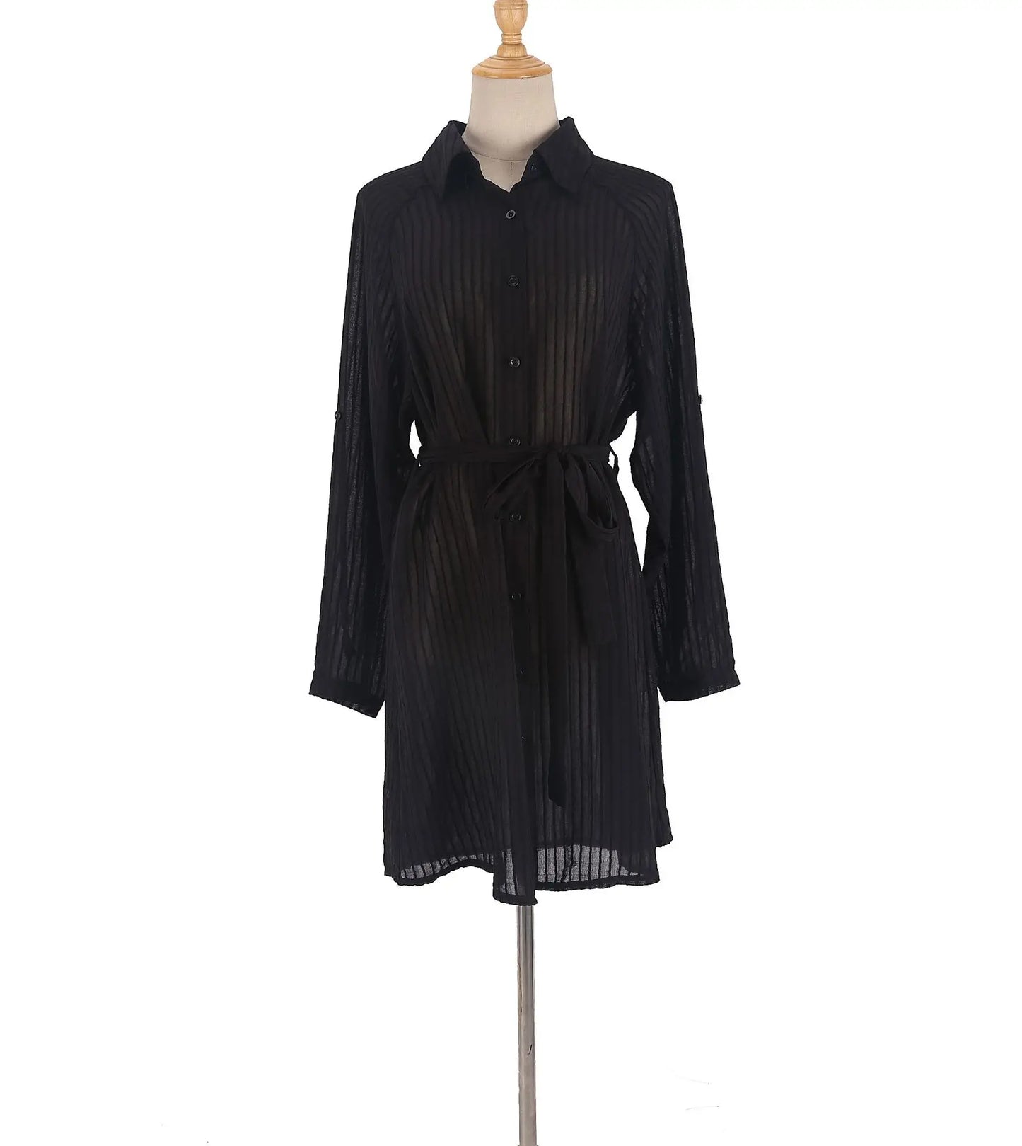 Self-Belted Kimono Cover Up - Resort Beach Shirt Dress