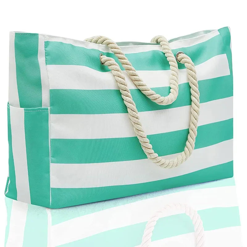 Waterproof Sandproof Beach Tote Bag - Zipper Closure