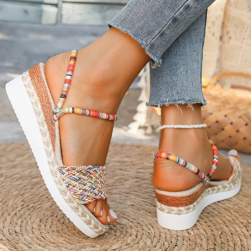 Bohemian Woven Platform Wedge Sandals