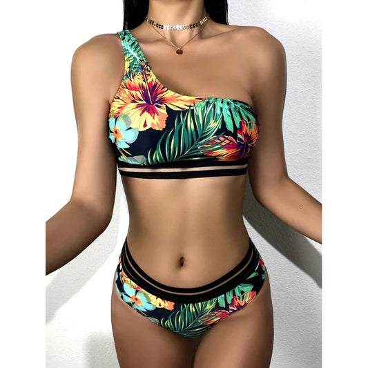 2024 New Swimwear Push Up Sexy High Waist Bikinis Women Swimsuit Female Bikini Set Floral Print Bathing Suit Summer Biquini
