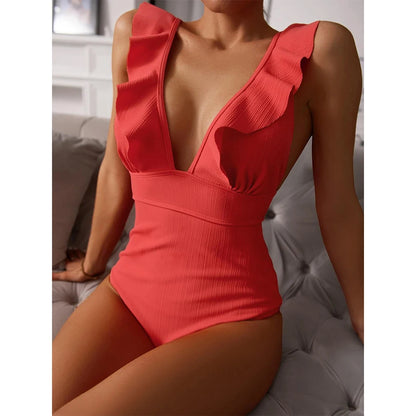 Ruffle Push-Up One-Piece Swimsuit