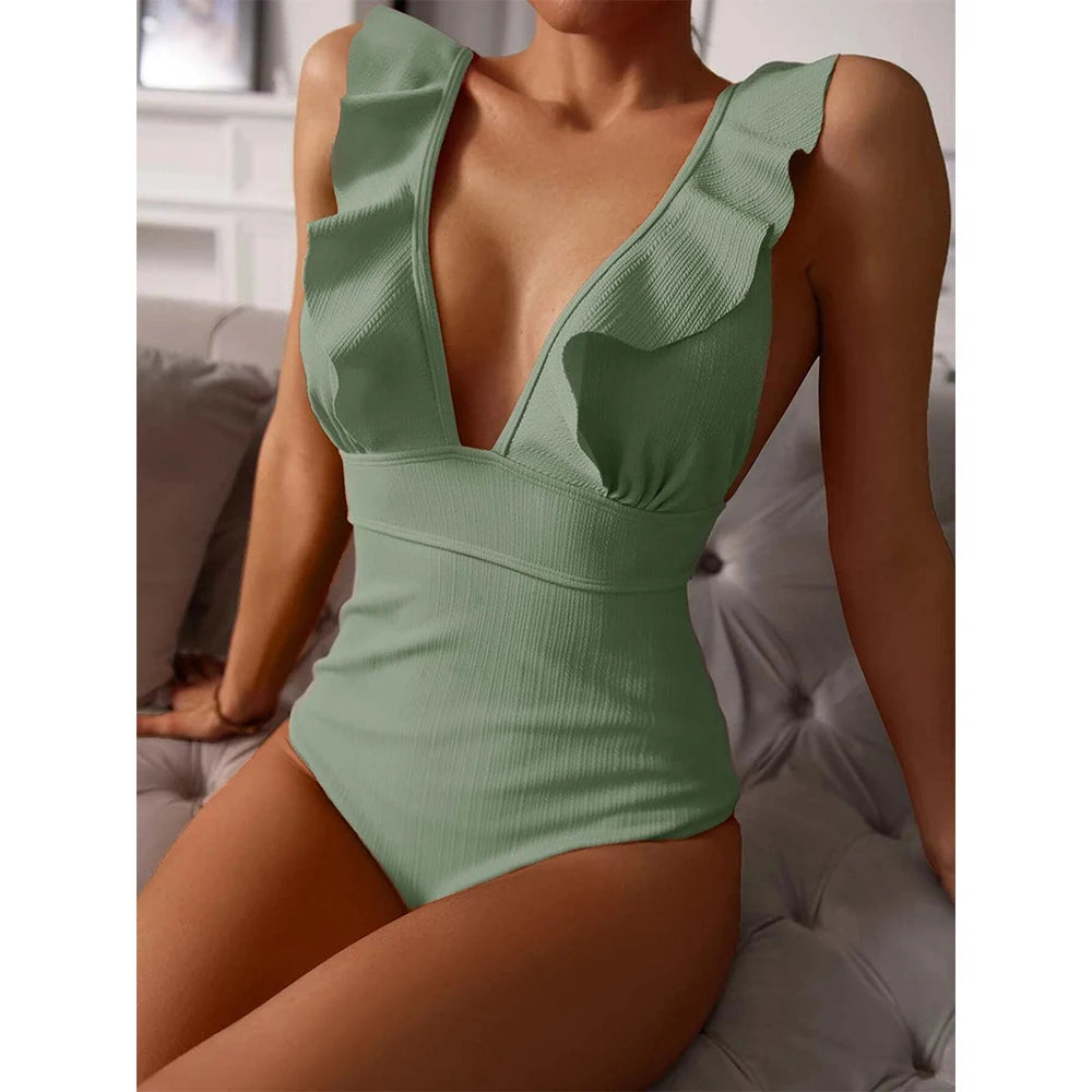 Ruffle Push-Up One-Piece Swimsuit