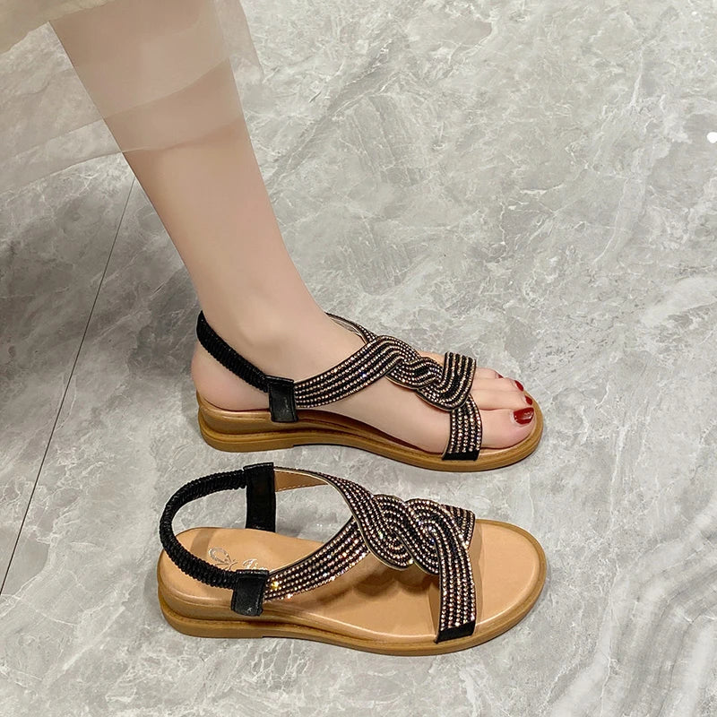 Crystal Accent Roman Platform Sandals