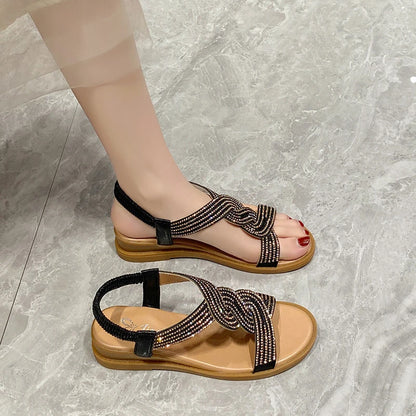 Crystal Accent Roman Platform Sandals