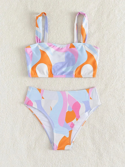 High Waist Bandeau Bikini Set - Brazilian Beach Swimwear