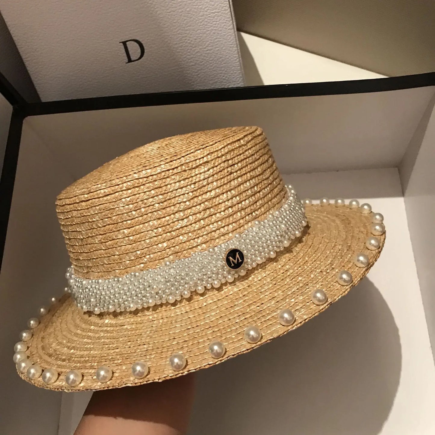 Bow Ribbon Flat-Top Straw Sun Hat - Vacation Style