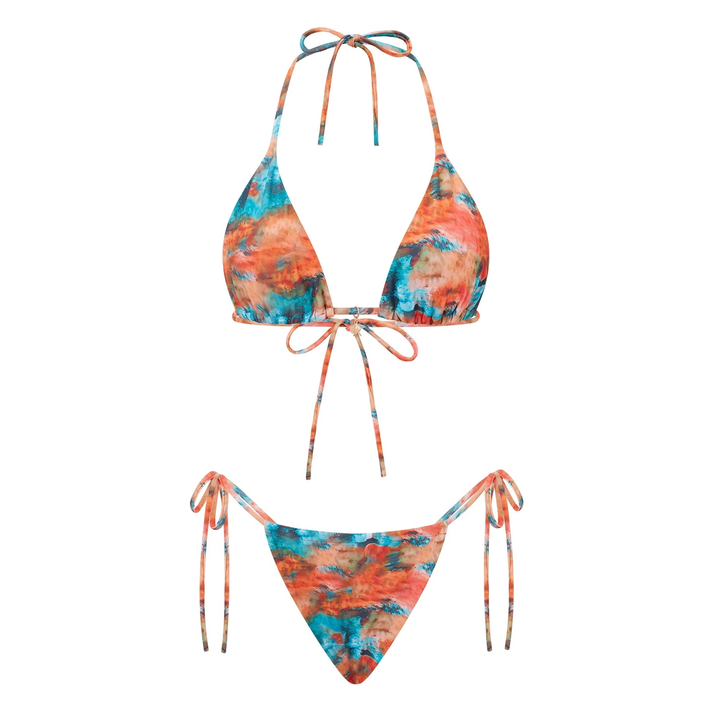 Floral Halter Tie-Up Bikini Set - Y2K Backless Swimwear