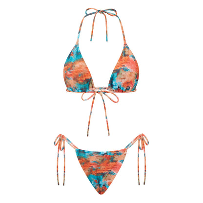 Floral Halter Tie-Up Bikini Set - Y2K Backless Swimwear