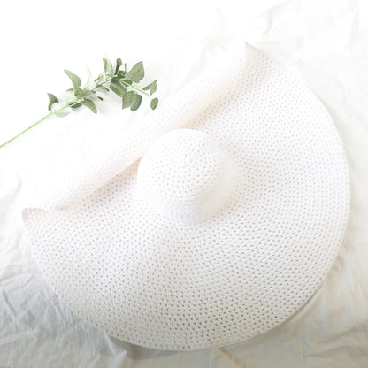 Oversized 70cm Wide Brim Straw Sun Hat - UV Protection