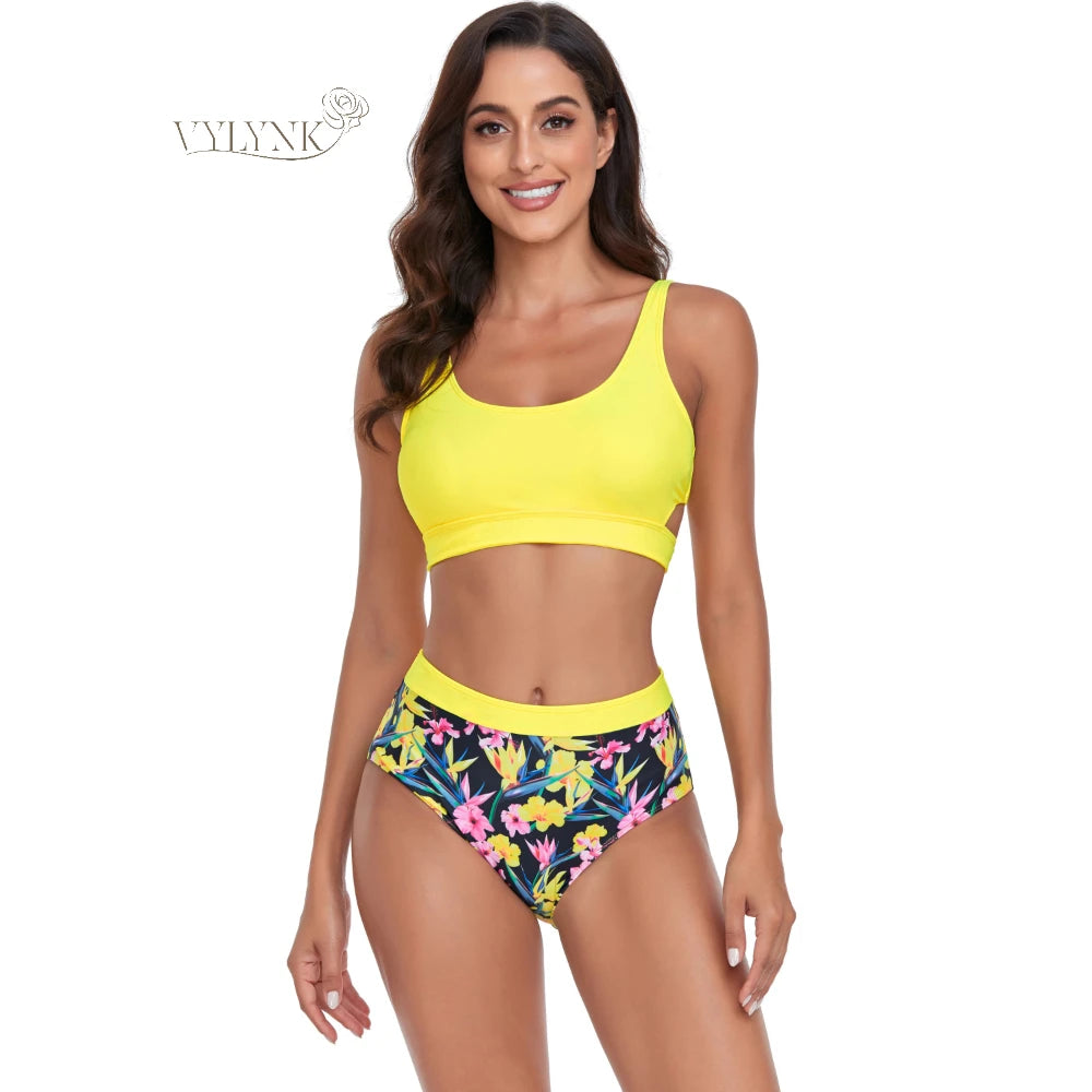 Tummy Control Tankini Set with Swim Shorts - High Waist Swimwear