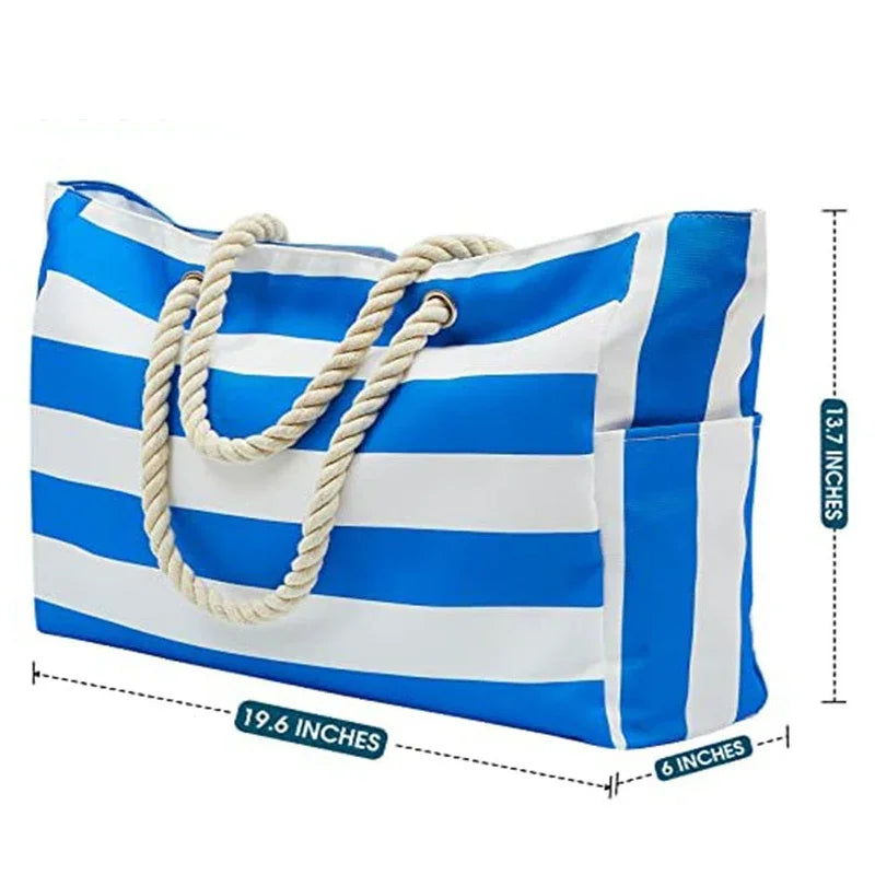 Waterproof Sandproof Beach Tote Bag - Zipper Closure