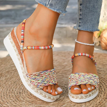 Bohemian Woven Platform Wedge Sandals