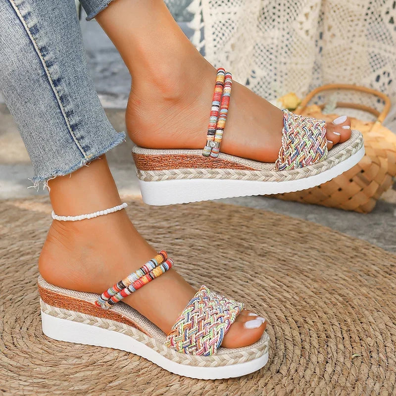 Bohemian Woven Platform Wedge Sandals