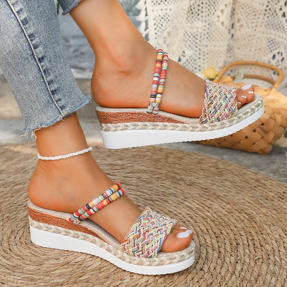 Bohemian Woven Platform Wedge Sandals