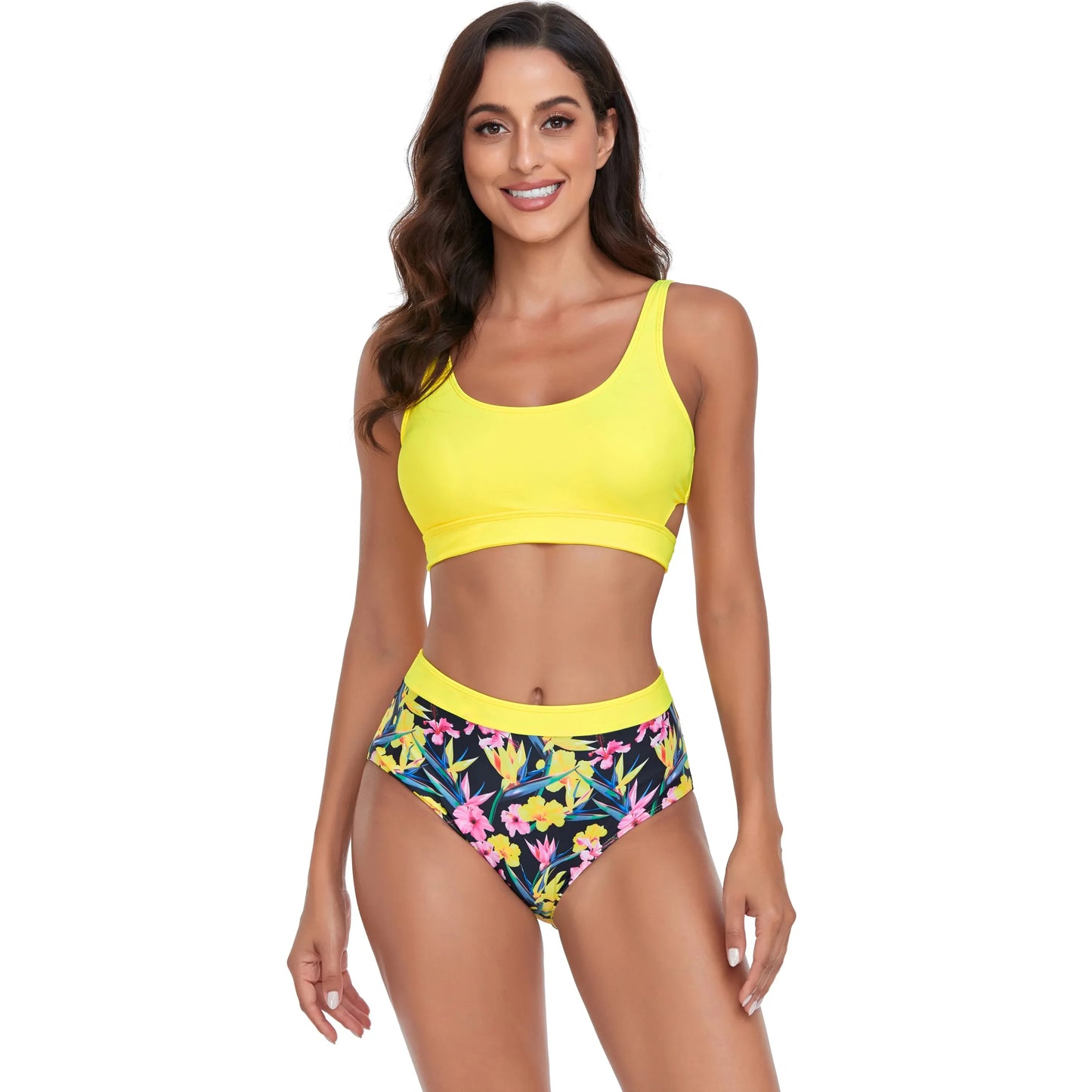 Tummy Control Tankini Set with Swim Shorts - High Waist Swimwear