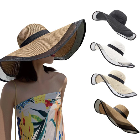 Wave Edge Foldable Straw Sun Hat - UV Shield
