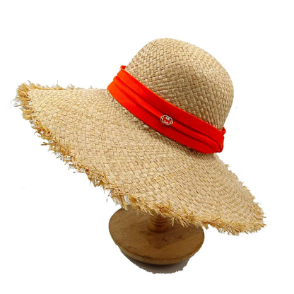 Bow Ribbon Flat-Top Straw Sun Hat - Vacation Style