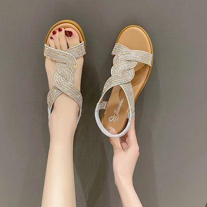 Crystal Accent Roman Platform Sandals