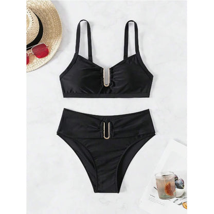 High Waist Backless Bikini Set - Push-Up Summer Swimwear