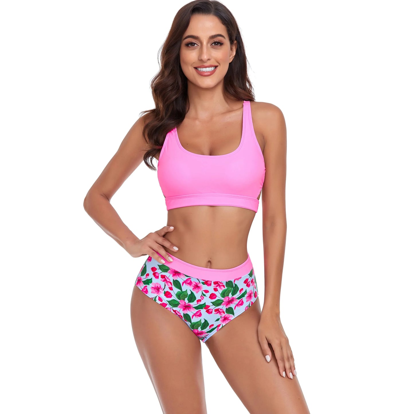 Tummy Control Tankini Set with Swim Shorts - High Waist Swimwear