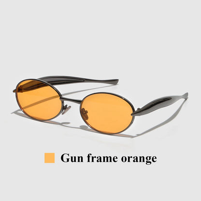 Oval Metal Frame Sunglasses - UV400 Designer Eyewear