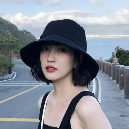 Soft Cotton Wide Brim Bucket Sun Hat