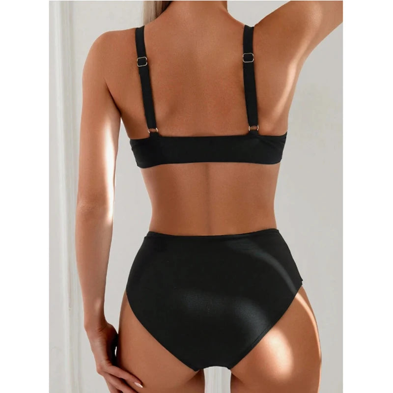 High Waist Backless Bikini Set - Push-Up Summer Swimwear