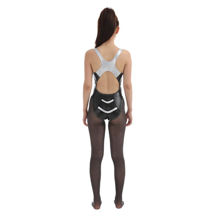 Glitter Athletic One-Piece Swimsuit - Zip Front
