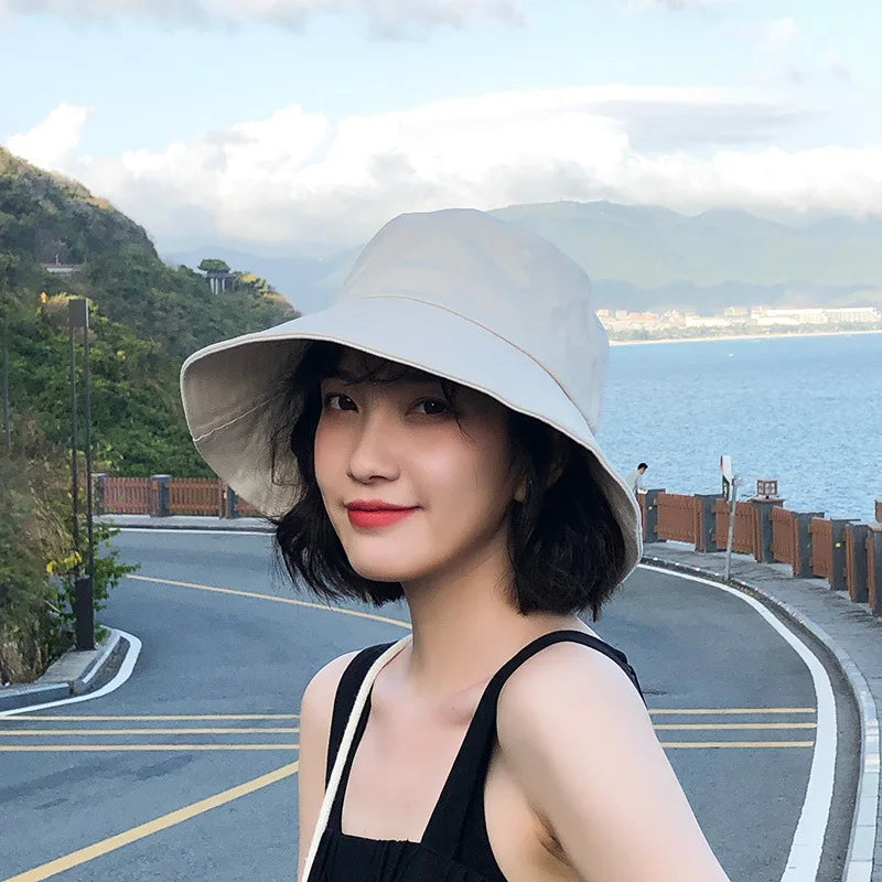 Soft Cotton Wide Brim Bucket Sun Hat