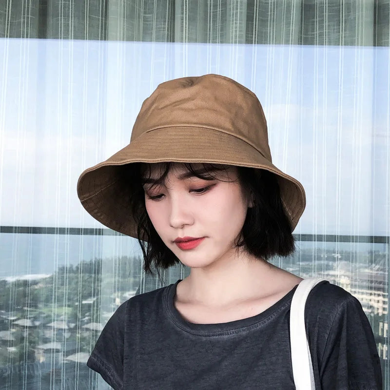 Soft Cotton Wide Brim Bucket Sun Hat