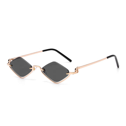 Polygonal Half-Frame Sunglasses - Metal Cat Eye Shades