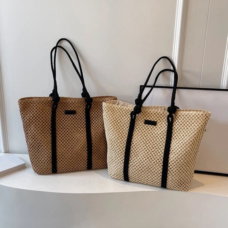 Large Capacity Woven Straw Tote Bag