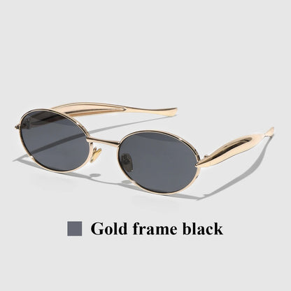 Oval Metal Frame Sunglasses - UV400 Designer Eyewear