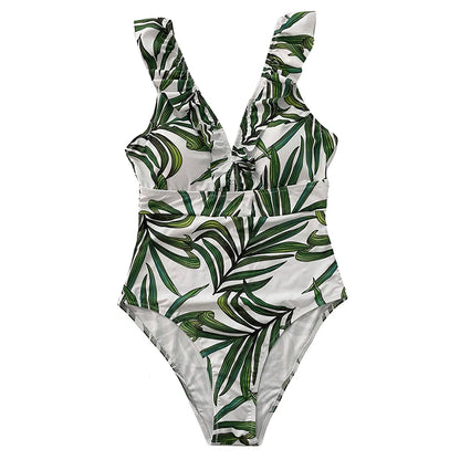 Vintage Striped Ruffle One-Piece Swimsuit