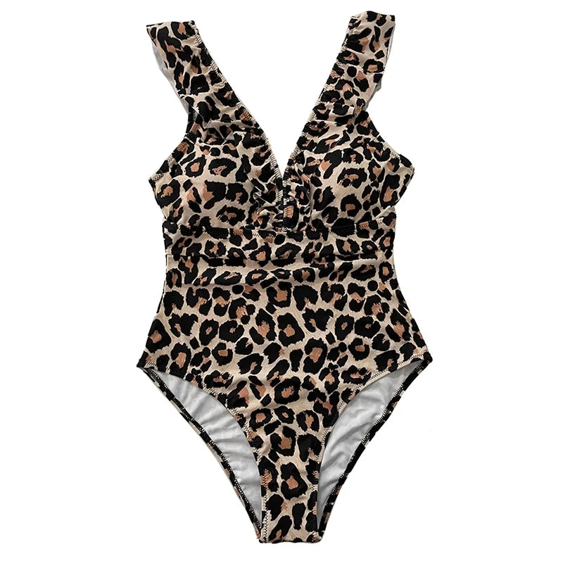 Vintage Striped Ruffle One-Piece Swimsuit