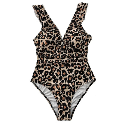 Vintage Striped Ruffle One-Piece Swimsuit
