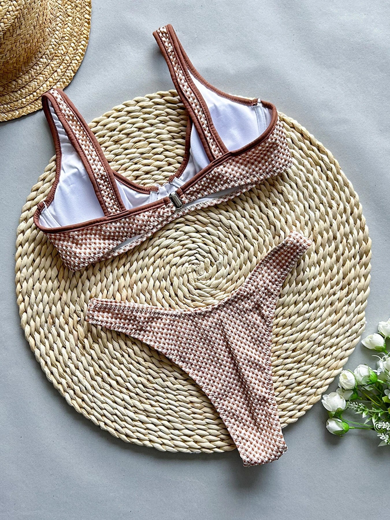 Plaid Underwire Bikini Set - Push Up Two Piece Swimwear