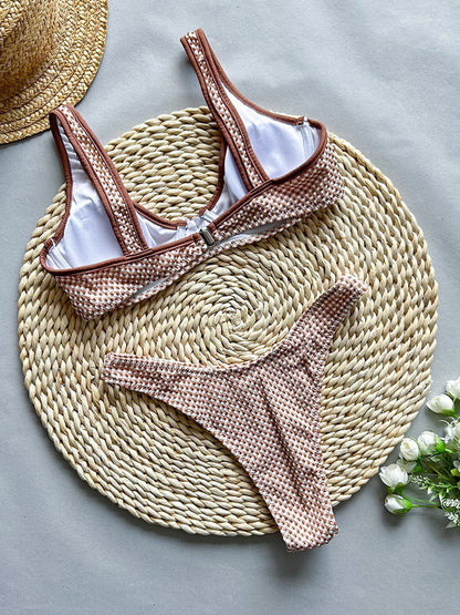 Plaid Underwire Bikini Set - Push Up Two Piece Swimwear
