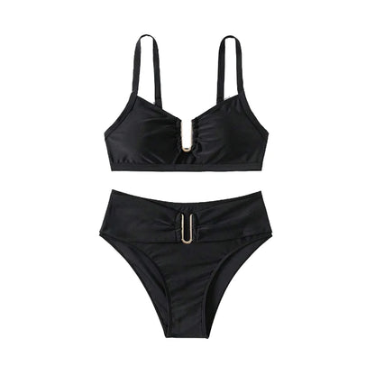 High Waist Backless Bikini Set - Push-Up Summer Swimwear