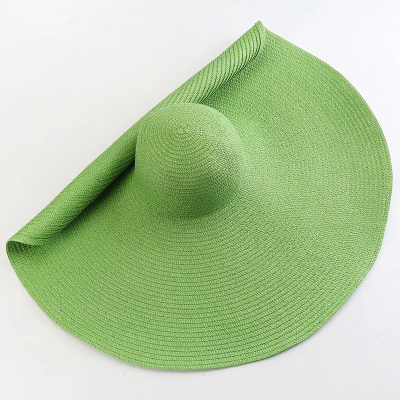 Oversized 70cm Wide Brim Straw Sun Hat - UV Protection