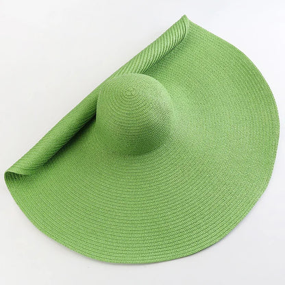 Oversized 70cm Wide Brim Straw Sun Hat - UV Protection