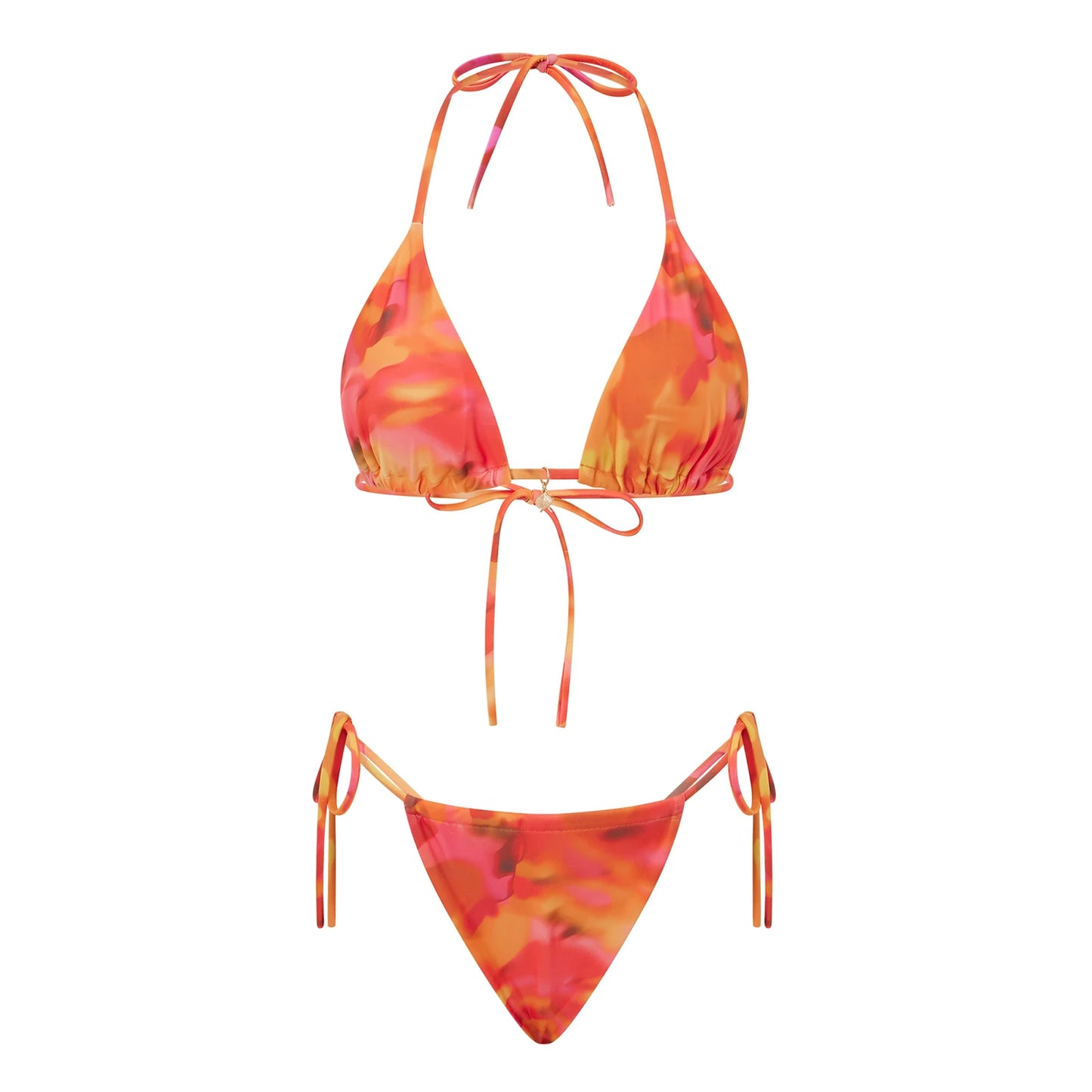 Floral Halter Tie-Up Bikini Set - Y2K Backless Swimwear