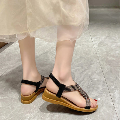 Crystal Accent Roman Platform Sandals