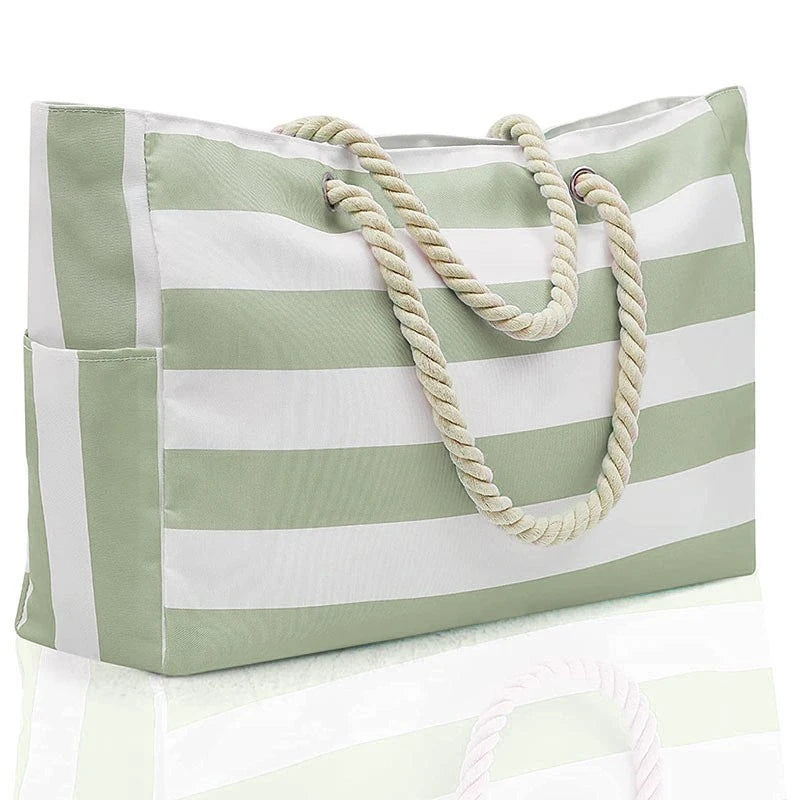 Waterproof Sandproof Beach Tote Bag - Zipper Closure