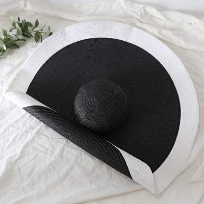 Oversized 70cm Wide Brim Straw Sun Hat - UV Protection