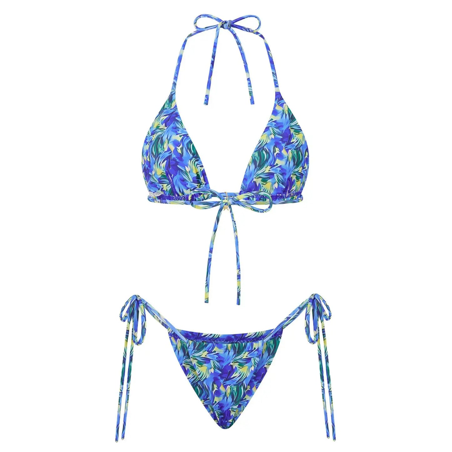 Floral Halter Tie-Up Bikini Set - Y2K Backless Swimwear