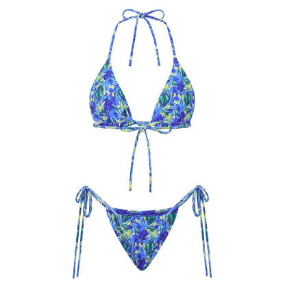 Floral Halter Tie-Up Bikini Set - Y2K Backless Swimwear