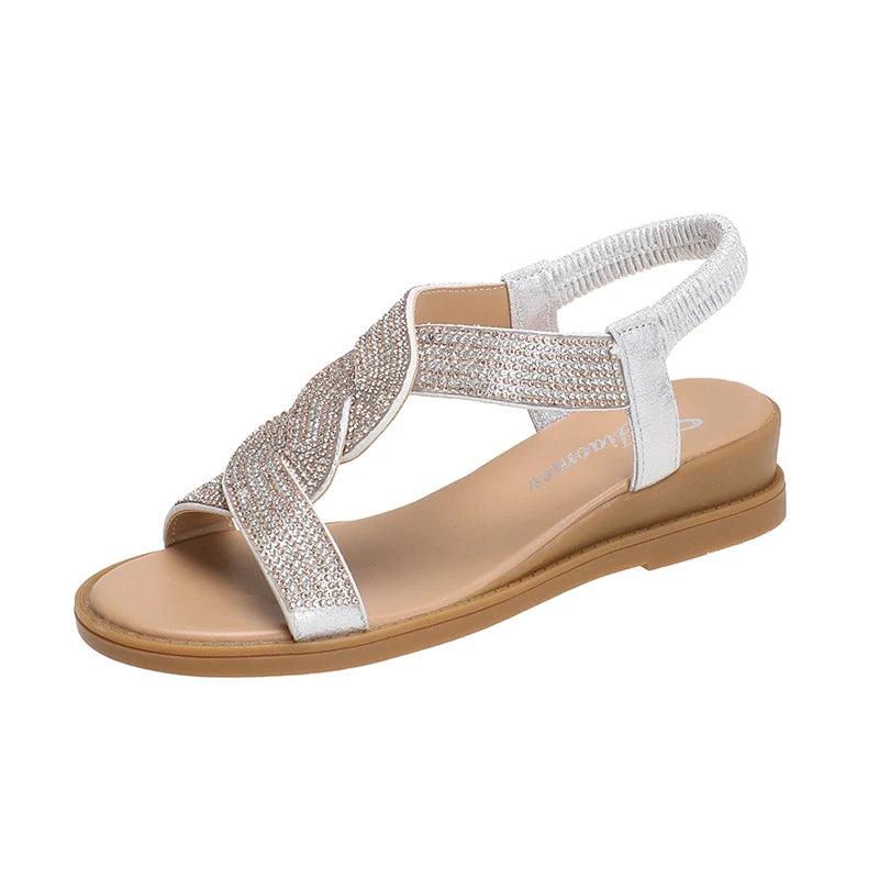 Crystal Accent Roman Platform Sandals