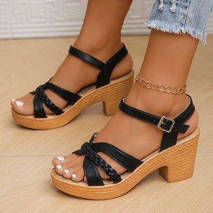 Braided Chunky Platform Gladiator Sandals