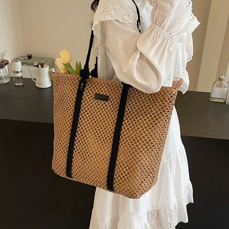 Large Capacity Woven Straw Tote Bag